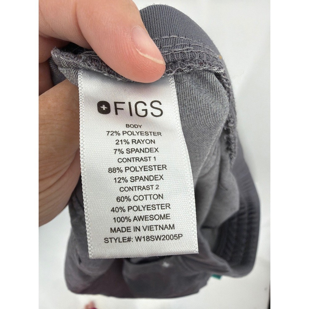 FIGS Technical Collection Heather Charcoal Grey‎ Jogger Pants Teal Drawstring LP - Picture 5 of 8